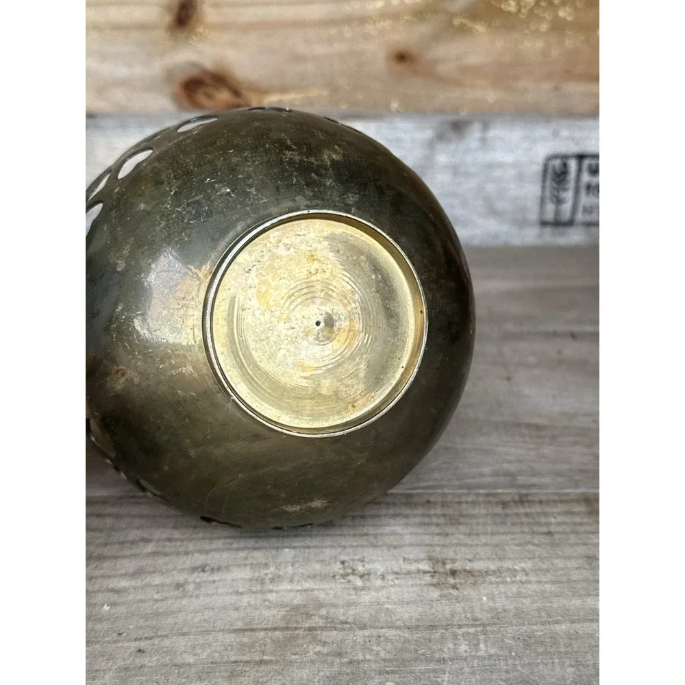 Vintage Brass Bowl with Heart Cutouts 3